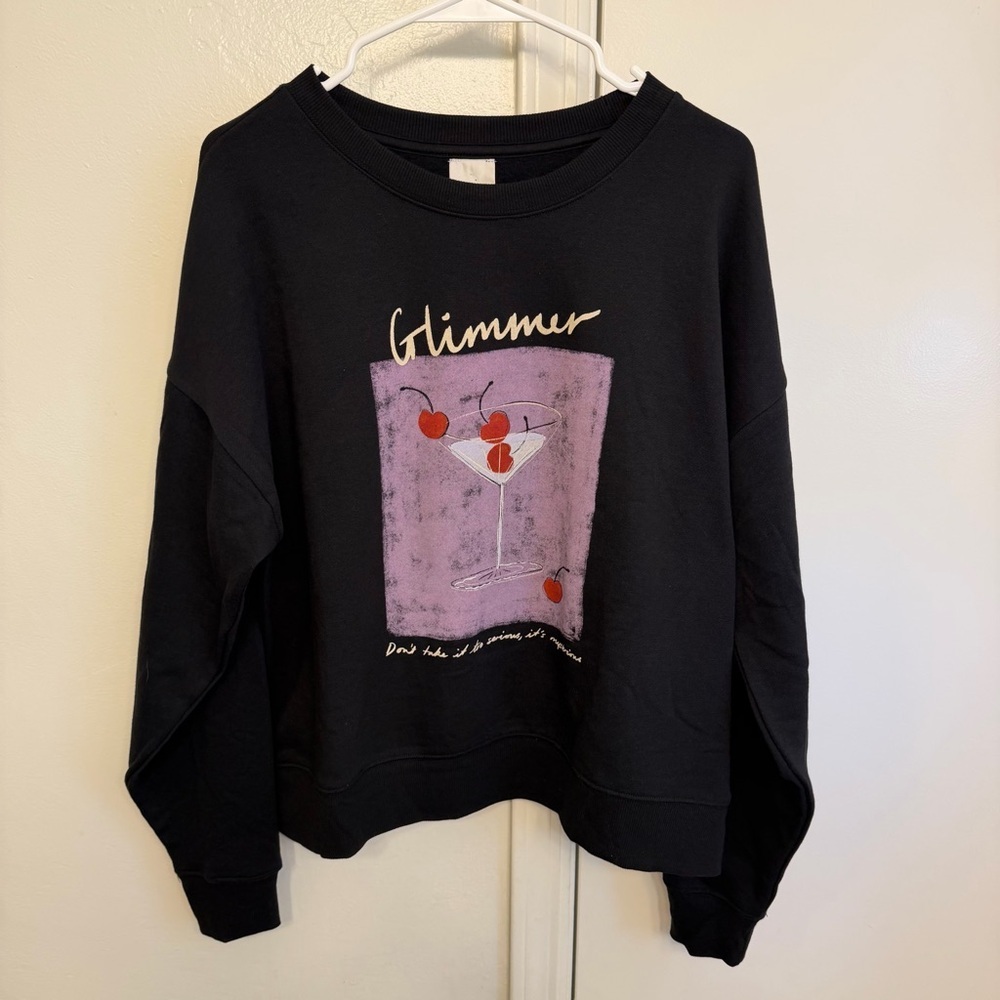 NWT Maeve x Natalia Bagniewska Anthropolgie Cheers Pullover Sweatshirt Medium - Picture 3 of 10